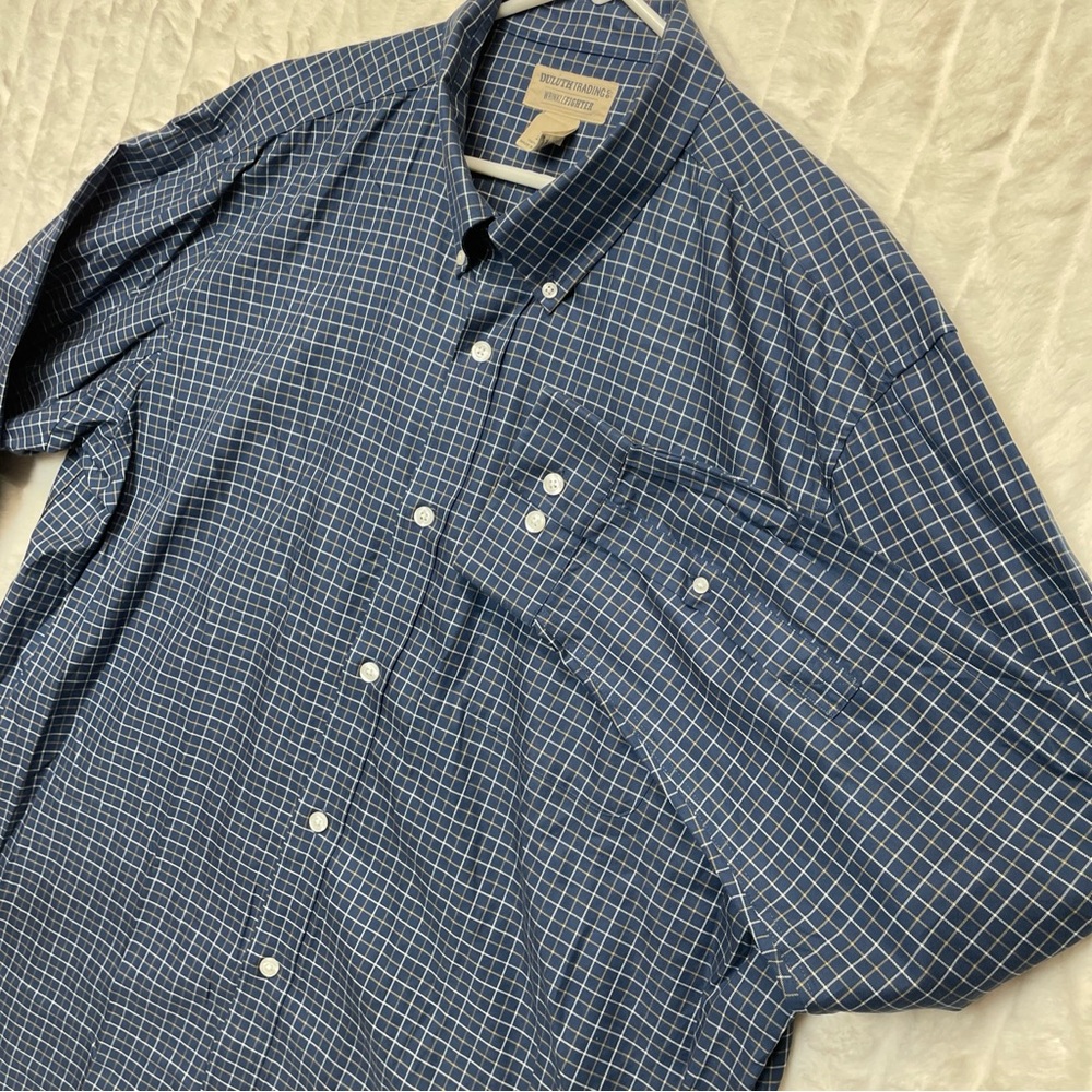 Duluth Trading Wrinkle Fighter Check Plaid Long Sleeve Button Shirt Men’s Sz XXL